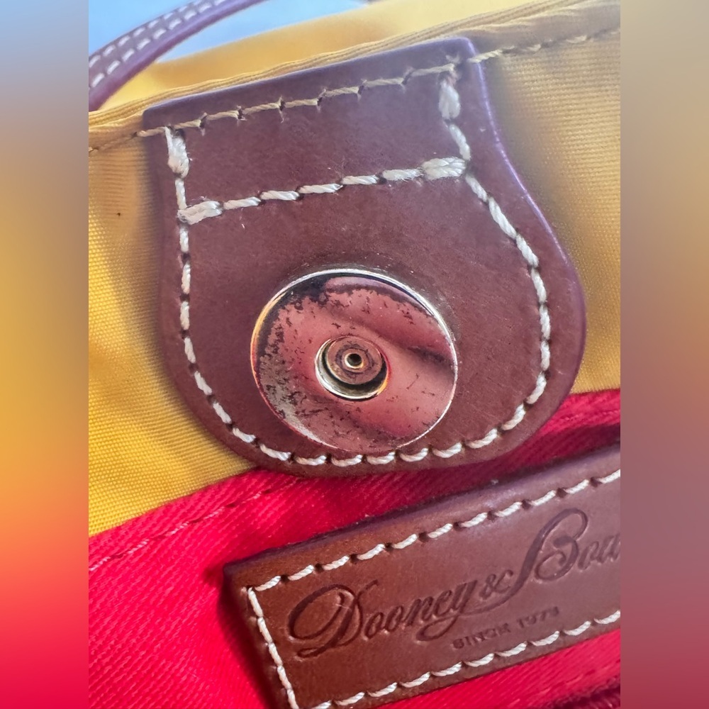 EUC Dooney & Bourke Victoria Nylon Shopper Tote in Mustard - Picture 10 of 11